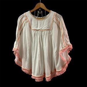 Women's Cat & Jack 100 % Cotton Boho Blouse with Fringe Trim Size L ( 10/12 )